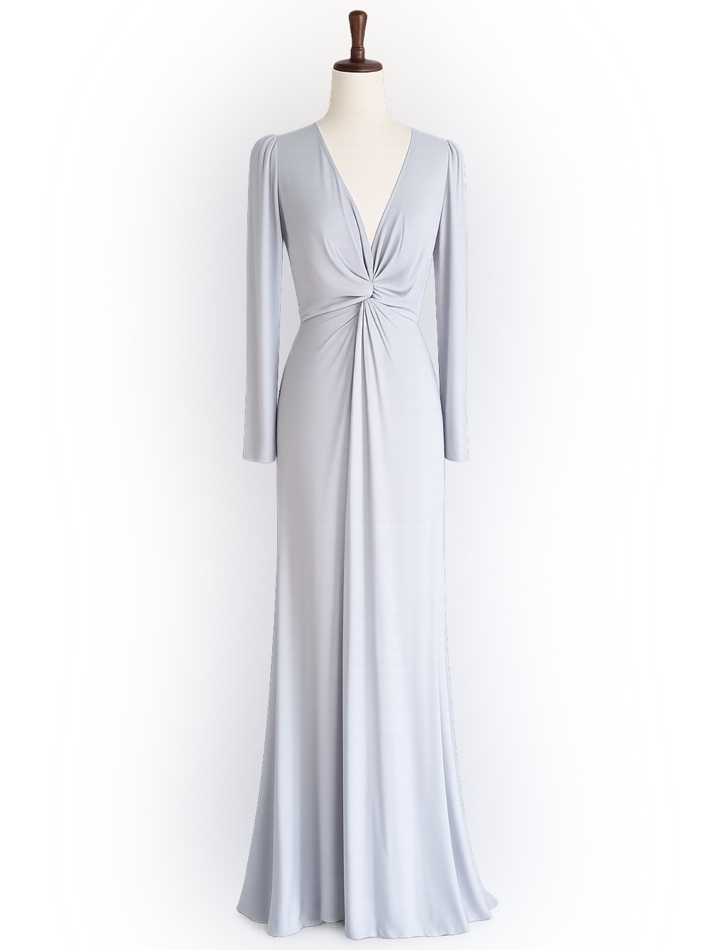 Reformation Gatsby Maxi Dress Fog Gray Twist Front Long Sleeve Size 2 NWT - Picture 6 of 7